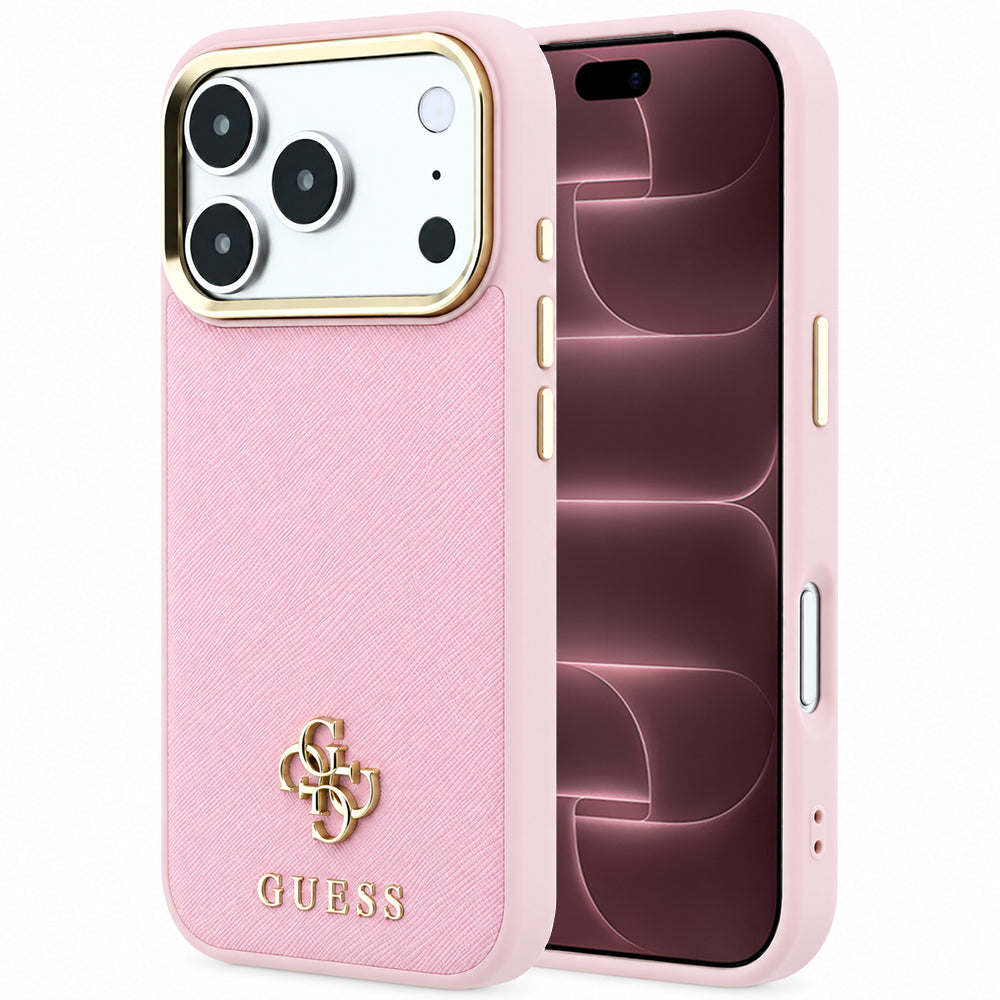 MagSafe ovitek za Apple iPhone 18 Pro Max / 17 Pro Max, Guess, Saffiano Small 4G Classic, roza