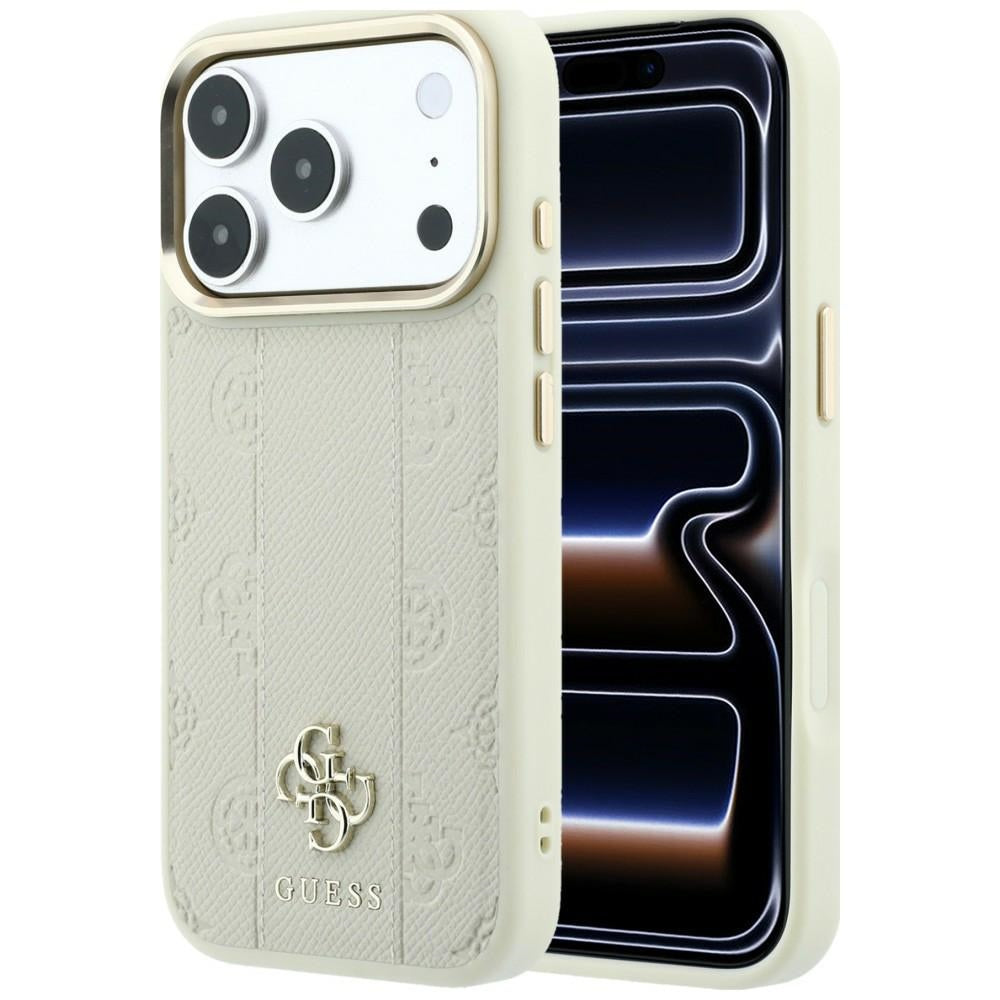 MagSafe ovitek za Apple iPhone 18 Pro Max / 17 Pro Max, Guess, Stripe Peony 4G, bež