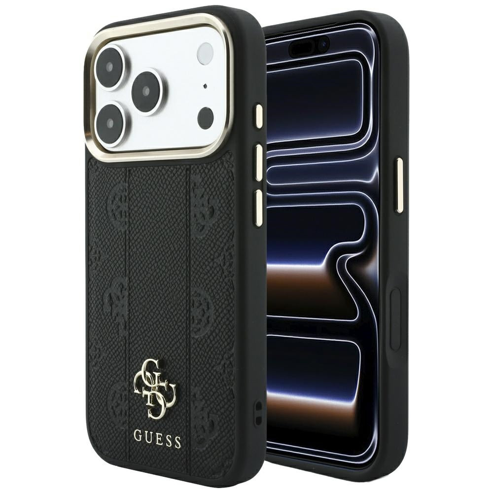 MagSafe ovitek za Apple iPhone 18 Pro Max / 17 Pro Max, Guess, Stripe Peony 4G, Črn