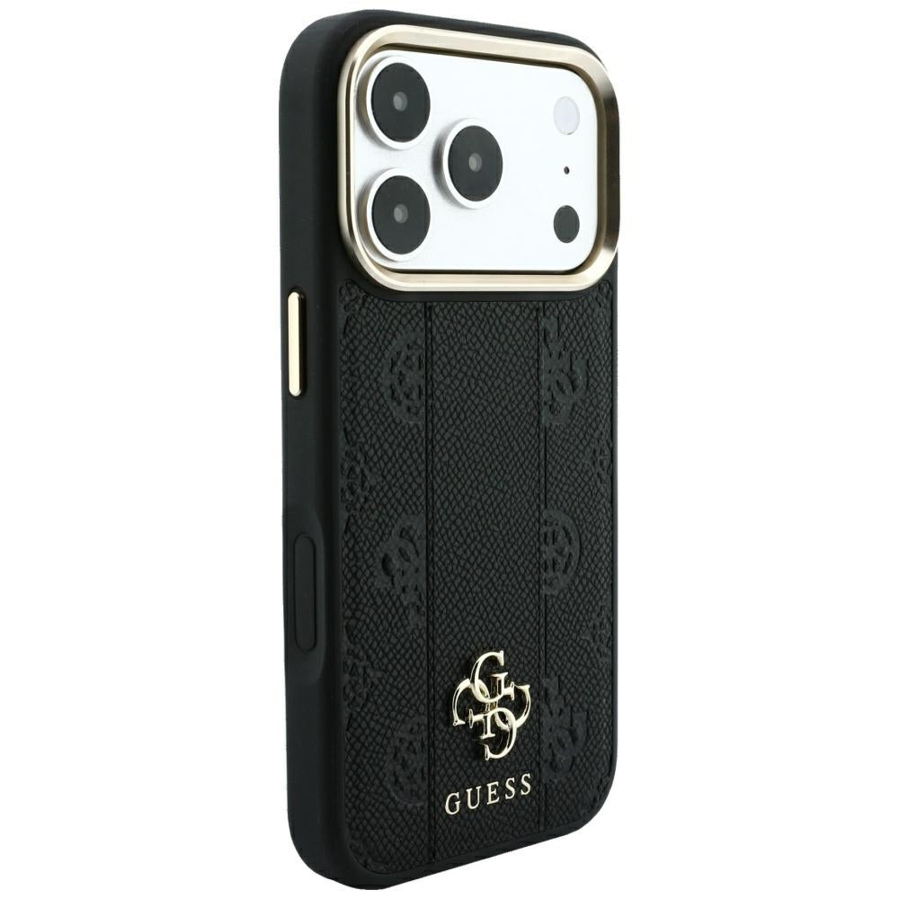 MagSafe ovitek za Apple iPhone 18 Pro Max / 17 Pro Max, Guess, Stripe Peony 4G, Črn
