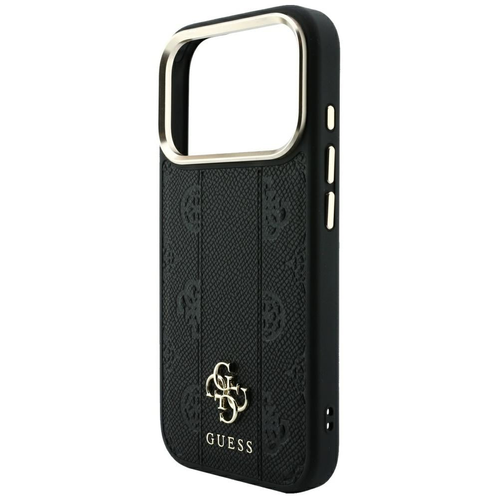 MagSafe ovitek za Apple iPhone 18 Pro Max / 17 Pro Max, Guess, Stripe Peony 4G, Črn