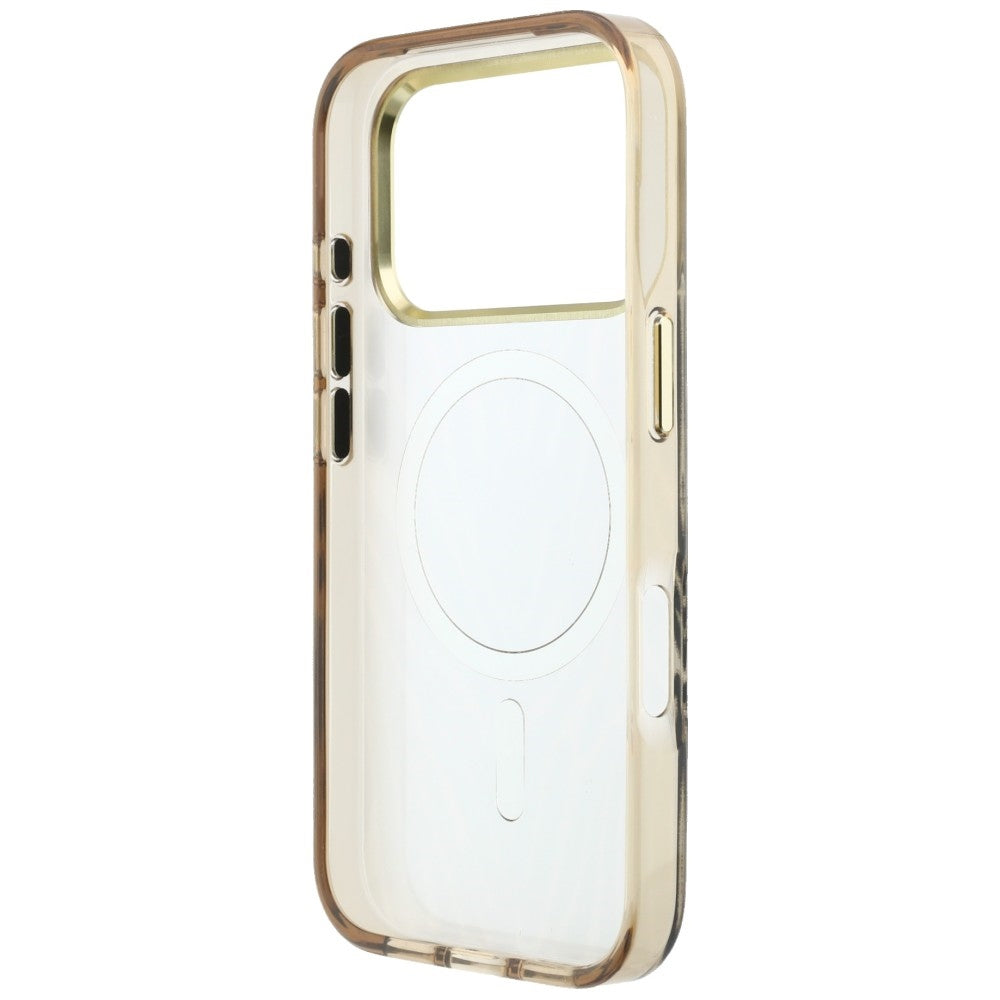 Ovitek MagSafe za Apple iPhone 18 Pro Max / 17 Pro Max, Guess, Zebra Bleščeči Trikotni Logotip, Zlata