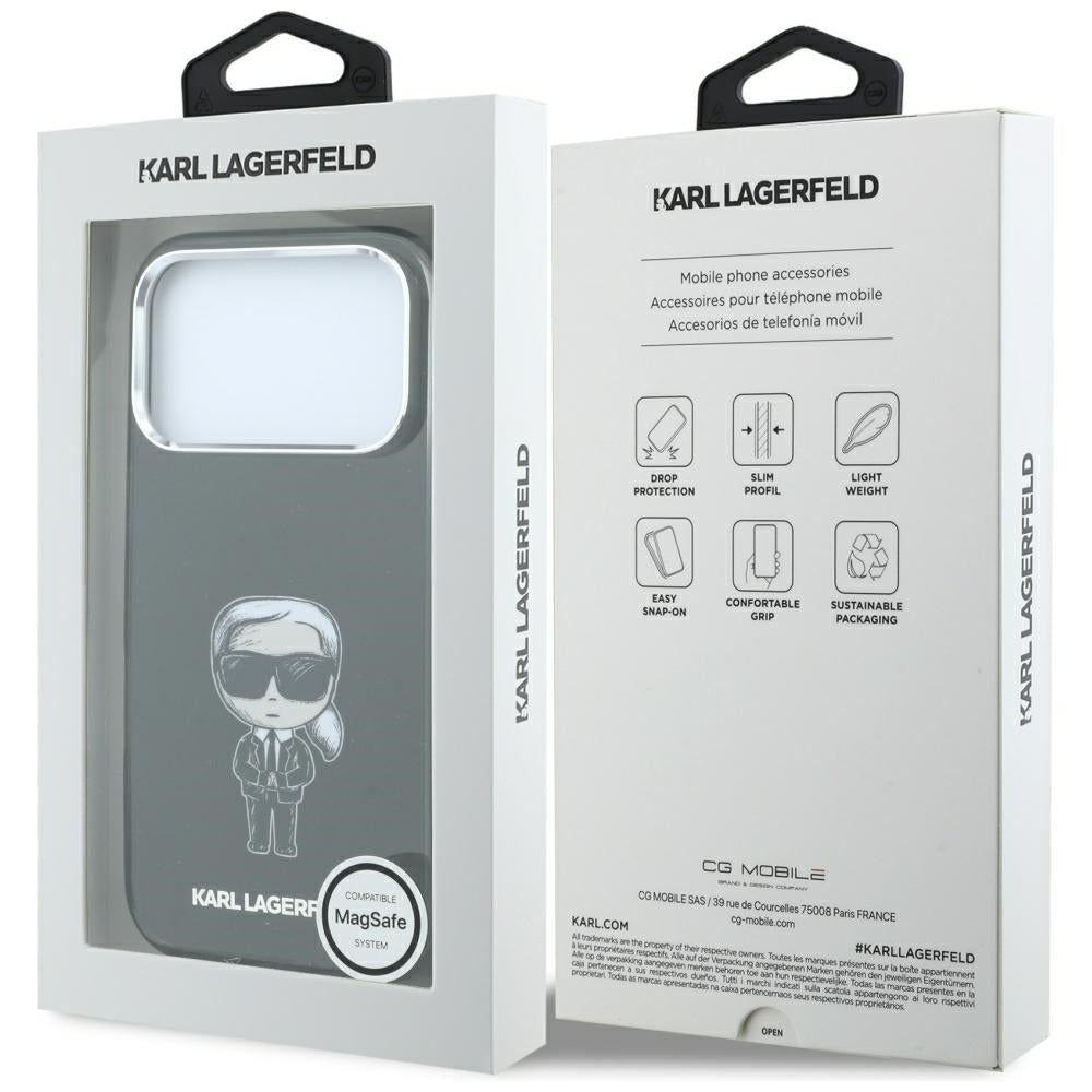 MagSafe Case for Apple iPhone 18 Pro Max / 17 Pro Max, Karl Lagerfeld, IML Ikonik Sketch Print, Black