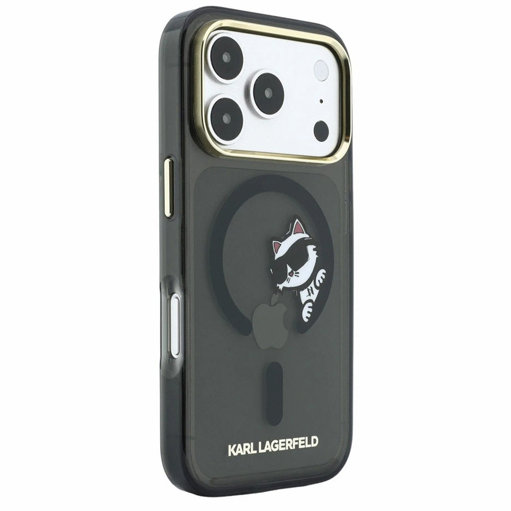 MagSafe ovitek za Apple iPhone 18 Pro Max / 17 Pro Max, Karl Lagerfeld, IML Peekaboo tisk in kovinski okvir, črn