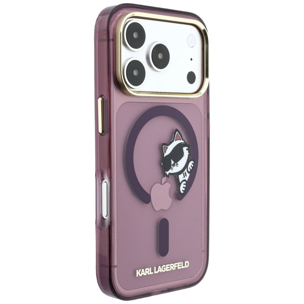 MagSafe ovitek za Apple iPhone 18 Pro Max / 17 Pro Max, Karl Lagerfeld, IML Peekaboo tisk in kovinski okvir, Vijoličen