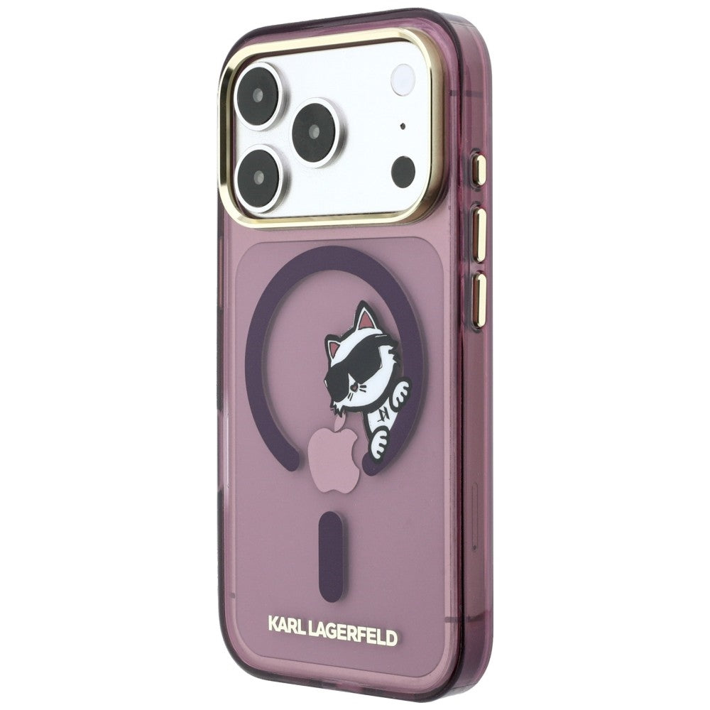 MagSafe ovitek za Apple iPhone 18 Pro Max / 17 Pro Max, Karl Lagerfeld, IML Peekaboo tisk in kovinski okvir, Vijoličen