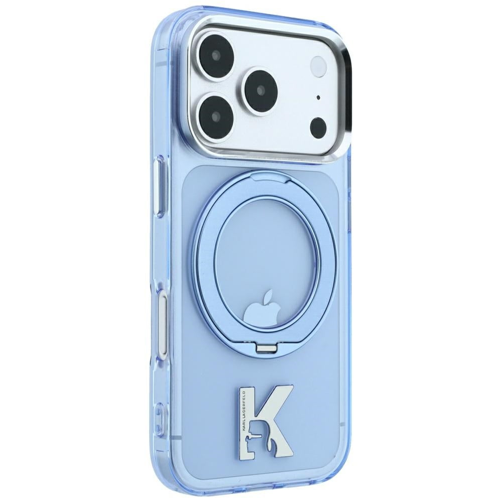 MagSafe ovitek za Apple iPhone 18 Pro Max / 17 Pro Max, Karl Lagerfeld, IML Ring Stand Kameo Metal, Modra