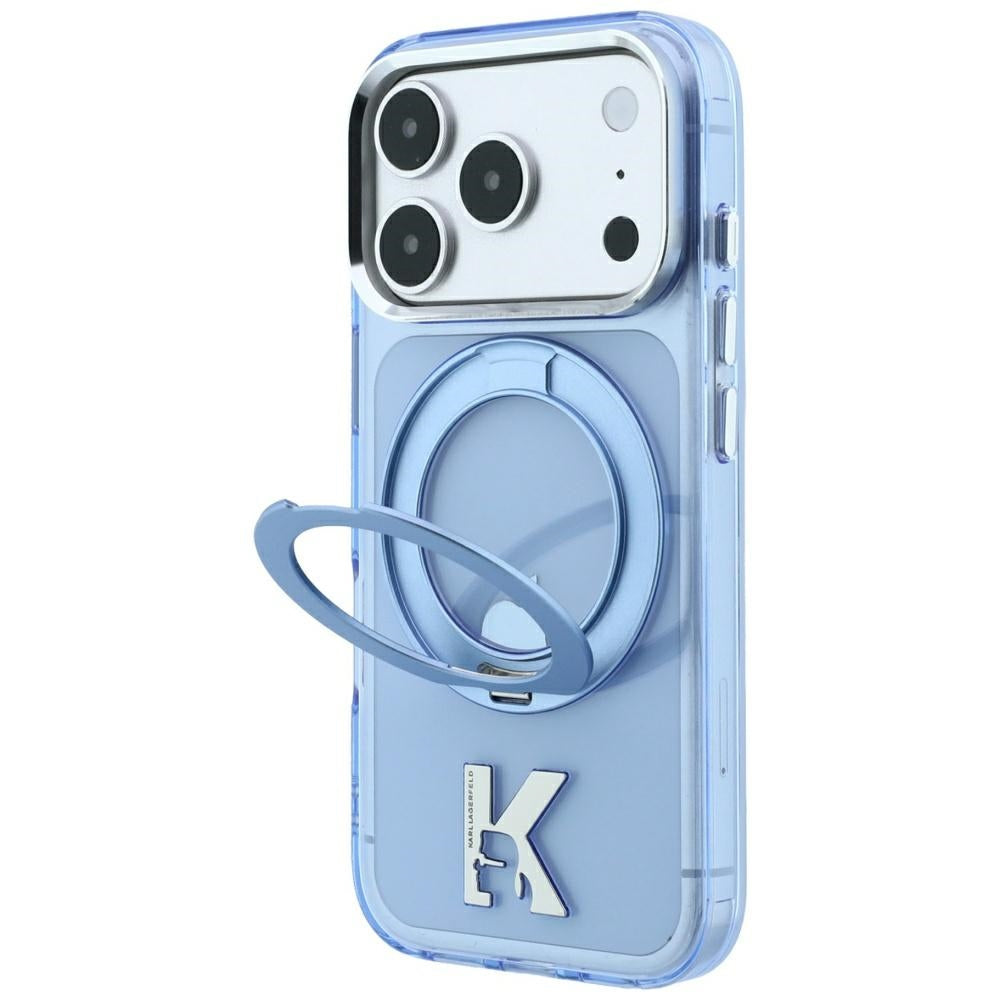 MagSafe ovitek za Apple iPhone 18 Pro Max / 17 Pro Max, Karl Lagerfeld, IML Ring Stand Kameo Metal, Modra