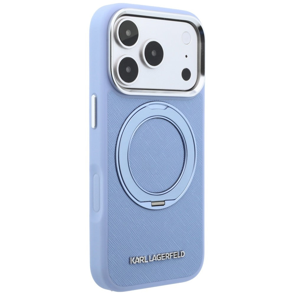 MagSafe ovitek za Apple iPhone 18 Pro Max / 17 Pro Max, Karl Lagerfeld, Ring Stand 360 Saffiano, Modra