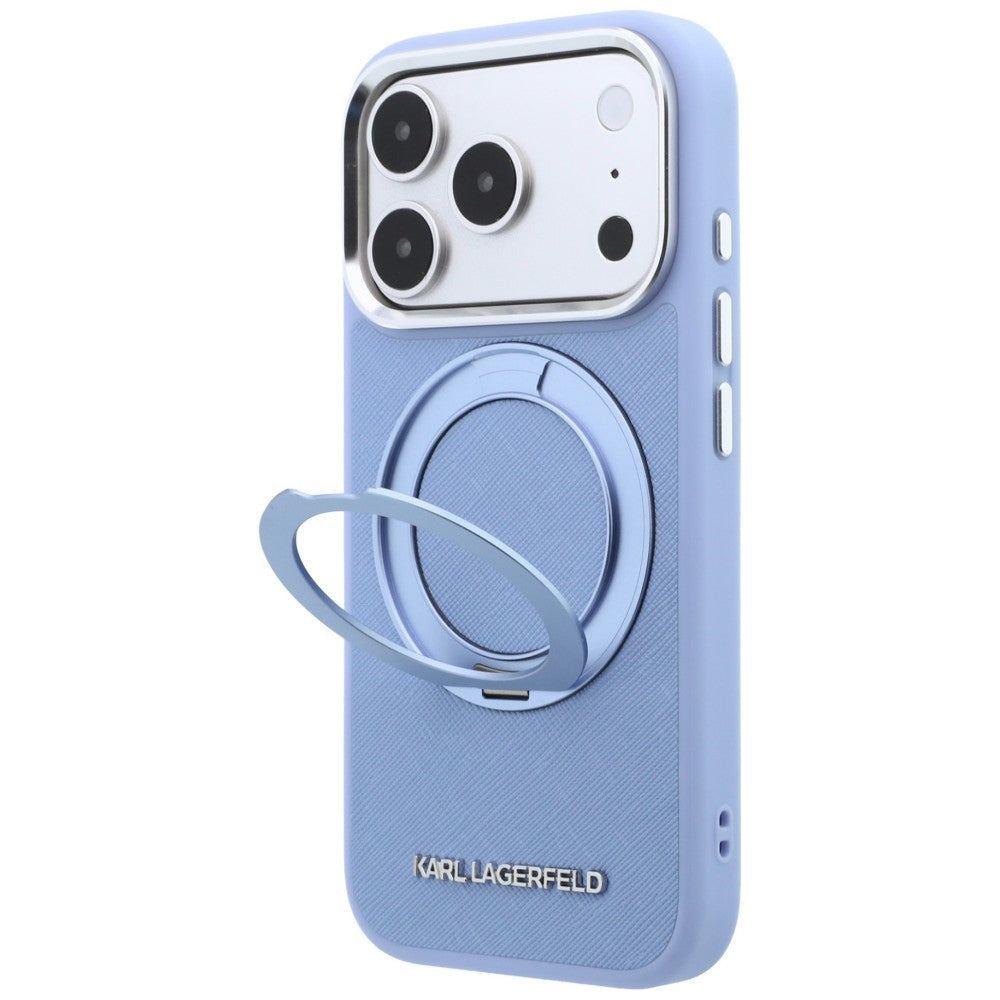 MagSafe ovitek za Apple iPhone 18 Pro Max / 17 Pro Max, Karl Lagerfeld, Ring Stand 360 Saffiano, Modra