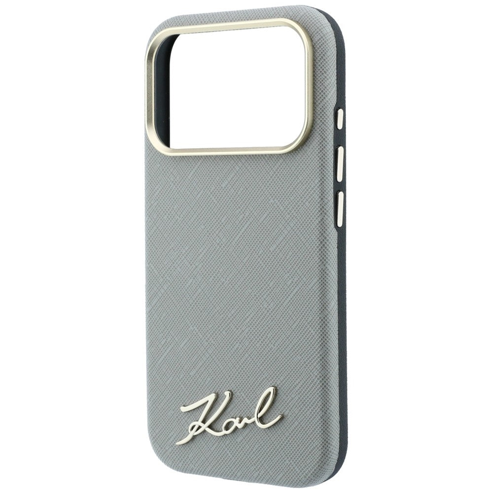 Ovitek MagSafe za Apple iPhone 18 Pro Max / 17 Pro Max, Karl Lagerfeld, Saffiano Small Script Metal Logo, Bež