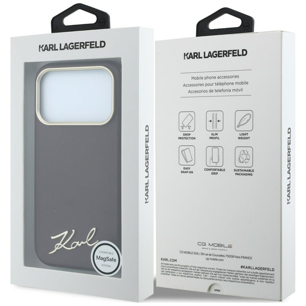 MagSafe ovitek za Apple iPhone 18 Pro Max / 17 Pro Max, Karl Lagerfeld, Saffiano majhen napis kovinski logotip, bordo