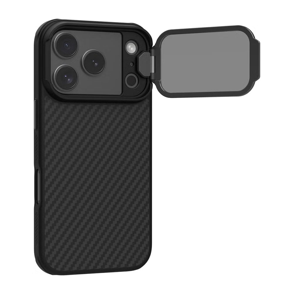 MagSafe ovitek za Apple iPhone 18 Pro Max / 17 Pro Max, Nillkin, CarboProp s prozornim črnim pokrovom leče, črn