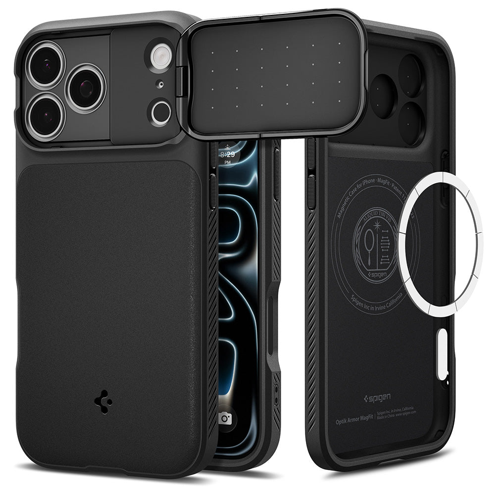 Ovitek MagSafe za Apple iPhone 18 Pro Max / 17 Pro Max, Spigen, Optik Armor, Črn ACS09900