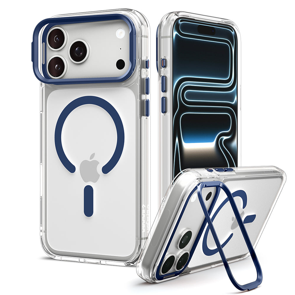 MagSafe ovitek za Apple iPhone 18 Pro Max / 17 Pro Max, Spigen, Ultra Hybrid Optik S, prozoren modro-črn ACS11909