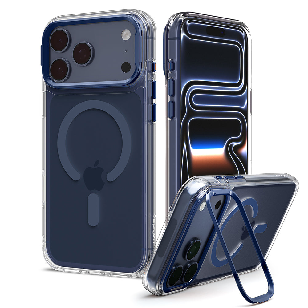 MagSafe ovitek za Apple iPhone 18 Pro Max / 17 Pro Max, Spigen, Ultra Hybrid Optik S, prozoren modro-črn ACS11909