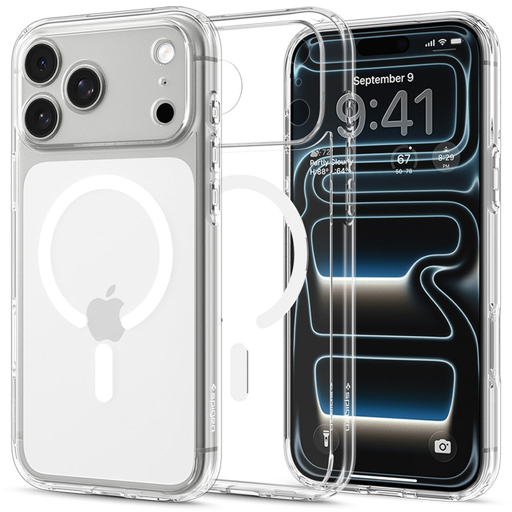 MagSafe ovitek za Apple iPhone 18 Pro Max / 17 Pro Max, Spigen, Ultra Hybrid, prozoren bel ACS12118