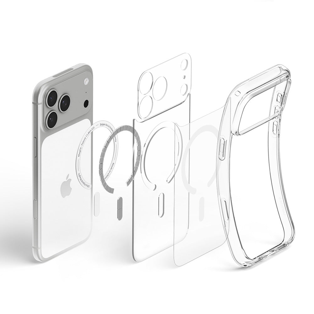 MagSafe ovitek za Apple iPhone 18 Pro Max / 17 Pro Max, Spigen, Ultra Hybrid, prozoren bel ACS12118
