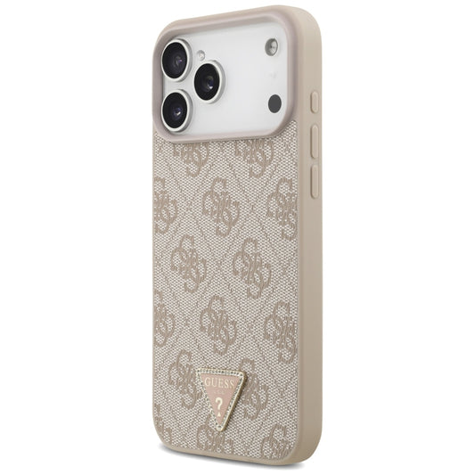 Ovitek MagSafe za Apple iPhone 18 Pro Max, Guess, 4G Triangle Strass, Roza