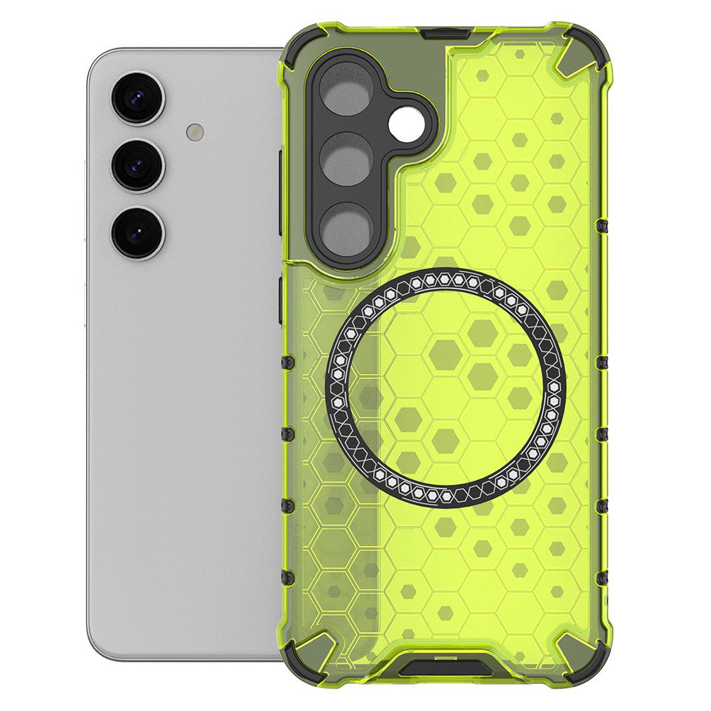 MagSafe ovitek za Samsung Galaxy S25 S931, Techsuit, HoneyComb Shield, Zelen