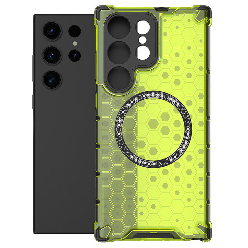 Ovitek MagSafe za Samsung Galaxy S25 Ultra S938, Techsuit, HoneyComb Shield, Zelen