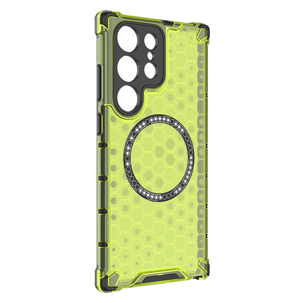 Ovitek MagSafe za Samsung Galaxy S25 Ultra S938, Techsuit, HoneyComb Shield, Zelen