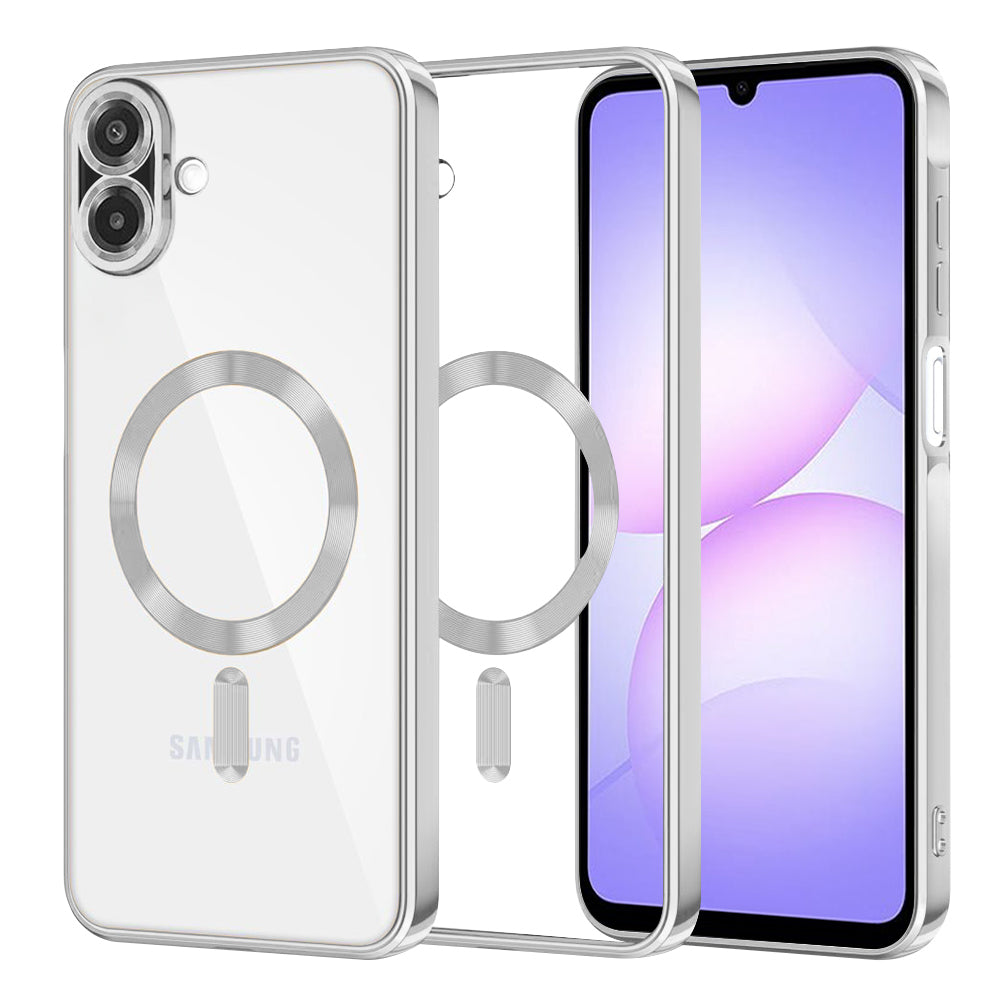 MagSafe ovitek za Samsung Galaxy A07 4G A075, Techsuit, Luxury Crystal, srebrn