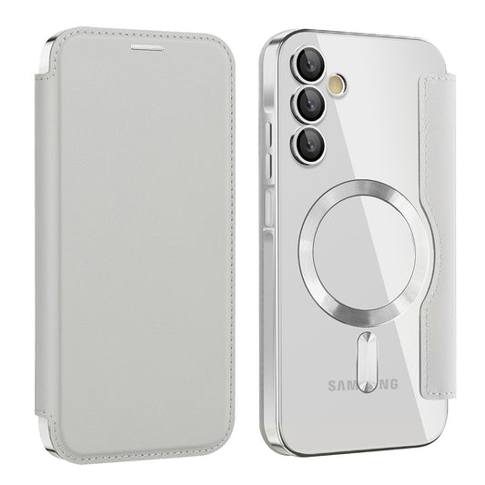 MagSafe ovitek za Samsung Galaxy A15 5G A156 / A15 A155, Techsuit, SmartMag Book, Siva