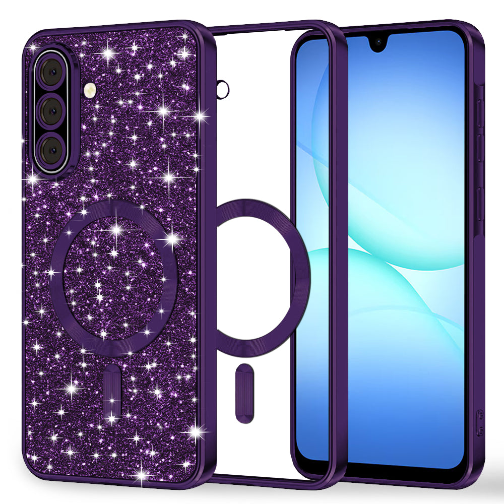 MagSafe ovitek za Samsung Galaxy A17 4G / A17 5G, Techsuit, Luxury Glitter, Temno vijolična