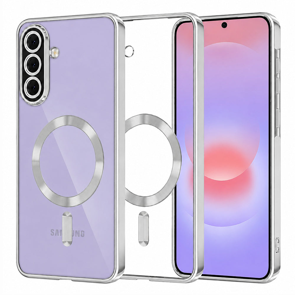 MagSafe ovitek za Samsung Galaxy A37 5G, Techsuit, Luxury Crystal, srebrn