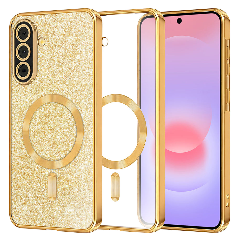MagSafe ovitek za Samsung Galaxy A37 5G, Techsuit, Luxury Glitter, Zlata