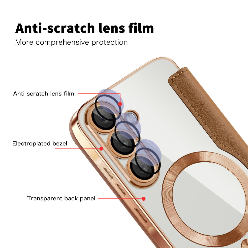 Ovitek MagSafe za Samsung Galaxy A37 5G, Techsuit, SmartMag Book, Rjava