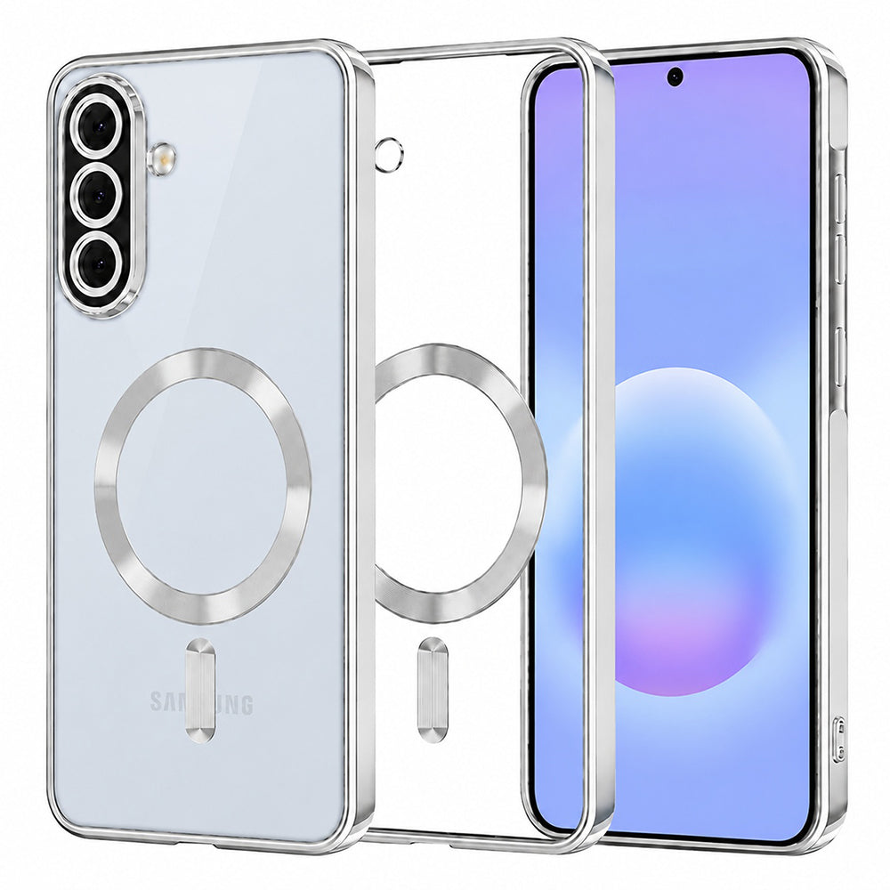 MagSafe ovitek za Samsung Galaxy A57 5G, Techsuit, Luxury Crystal, srebrn