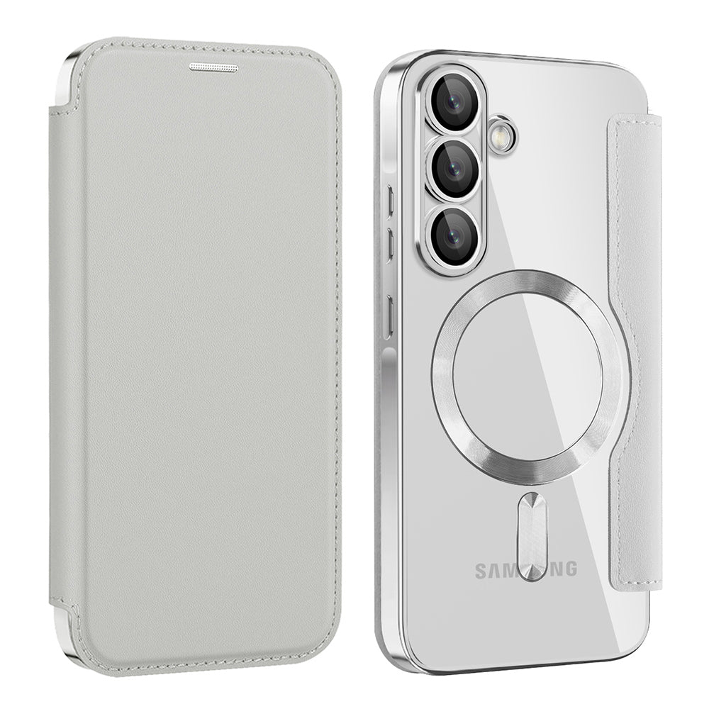 Ovitek MagSafe za Samsung Galaxy A57 5G, Techsuit, SmartMag Book, Siv