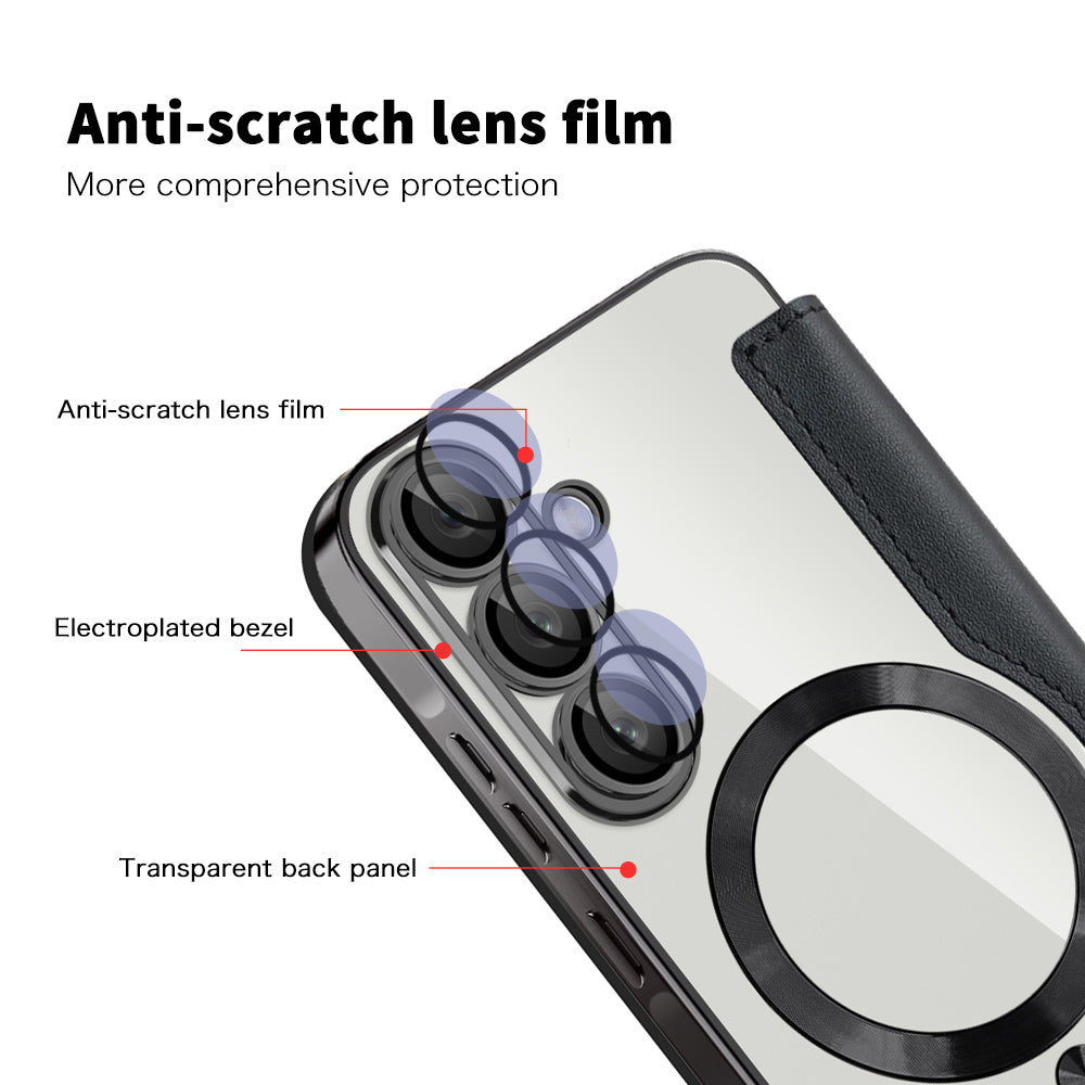 Ovitek MagSafe za Samsung Galaxy A57 5G, Techsuit, SmartMag Book, Črn