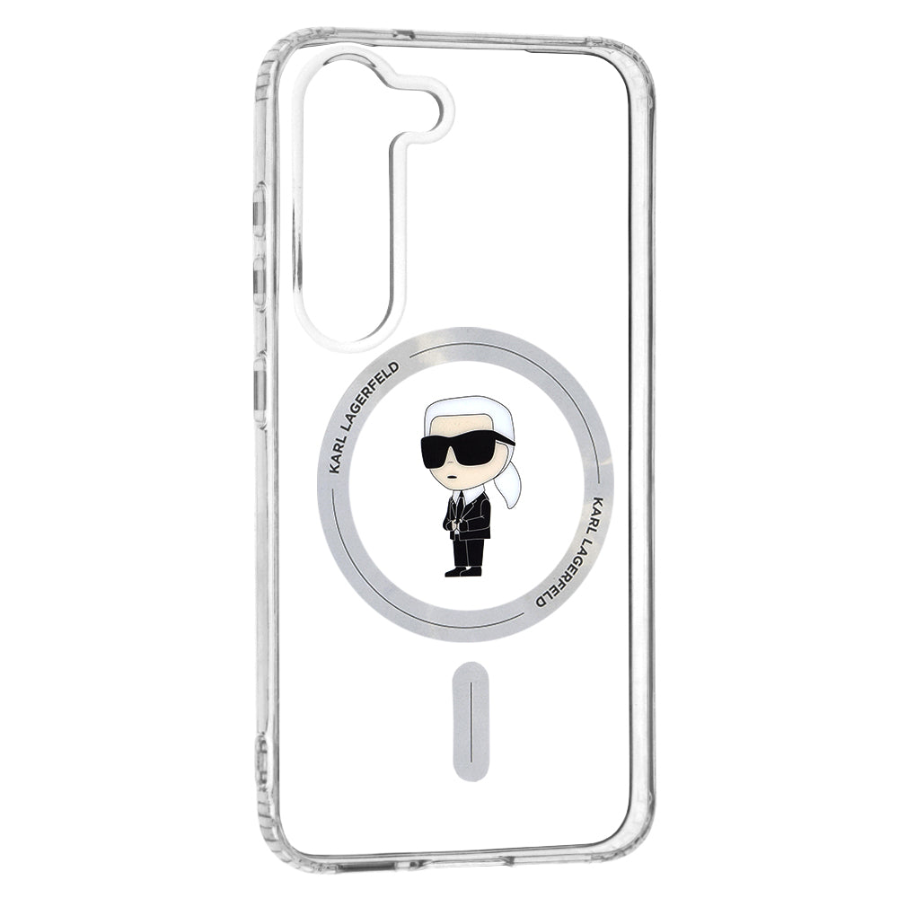 Ovitek MagSafe za Samsung Galaxy S23 S911, Karl Lagerfeld, IML Ikonik Karl, Prozoren