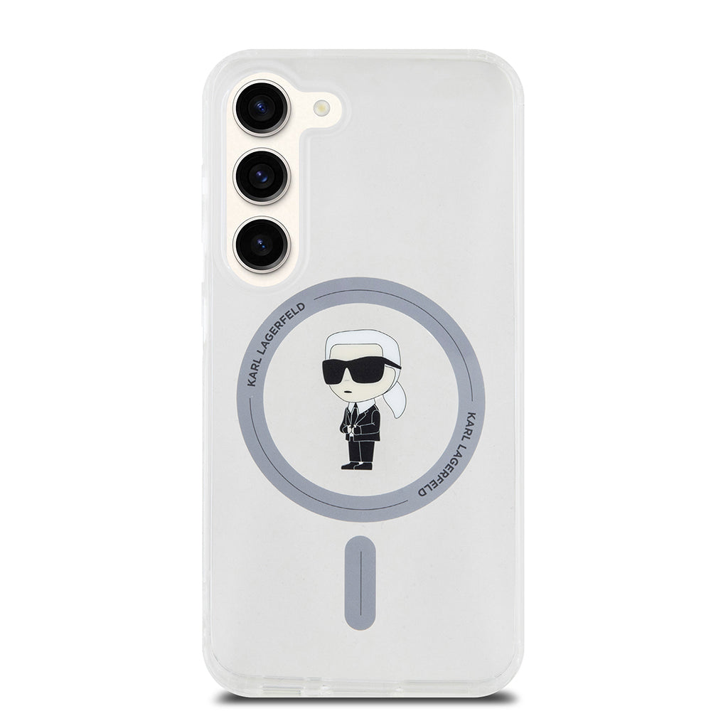 Ovitek MagSafe za Samsung Galaxy S23 S911, Karl Lagerfeld, IML Ikonik Karl, Prozoren
