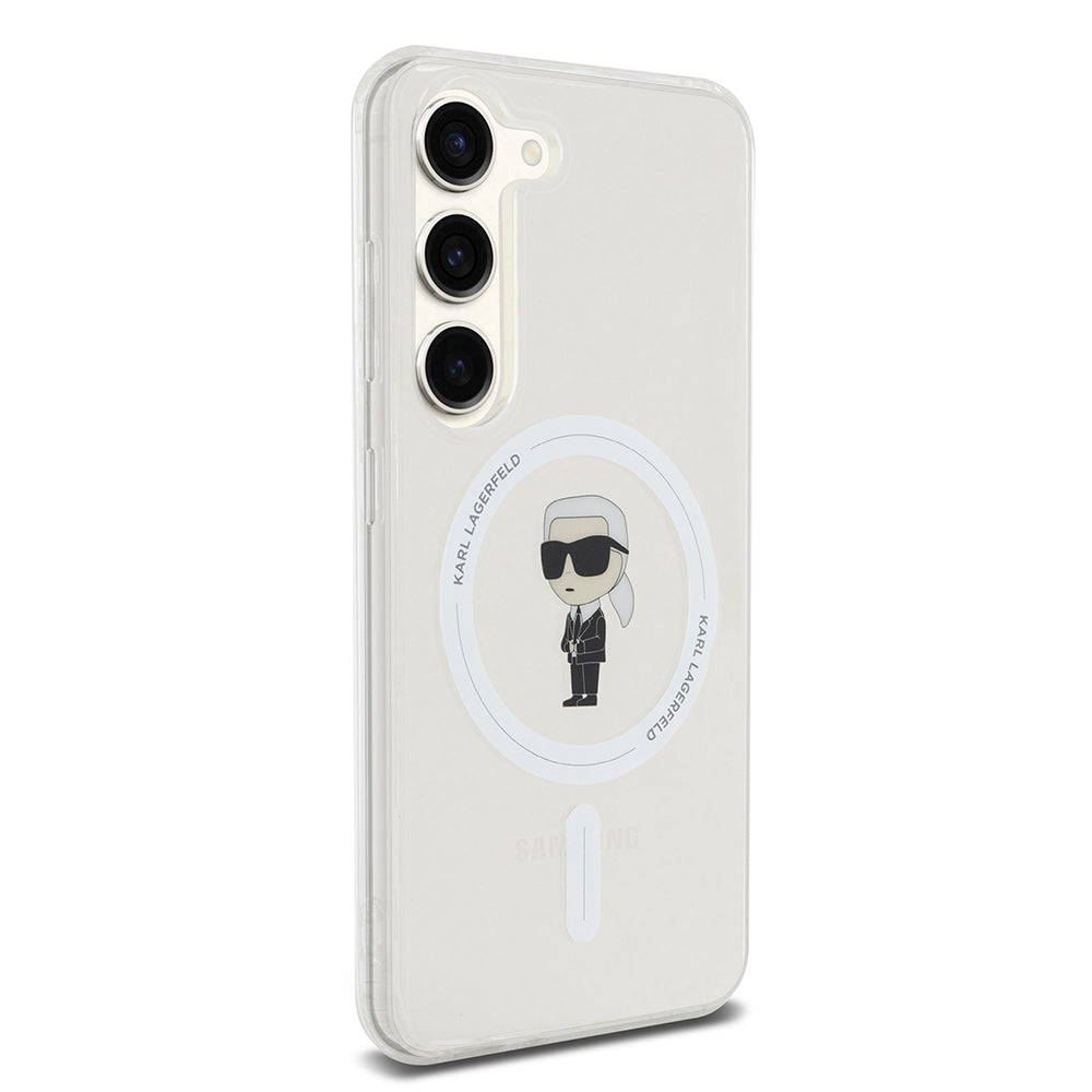 Ovitek MagSafe za Samsung Galaxy S23 S911, Karl Lagerfeld, IML Ikonik Karl, Prozoren