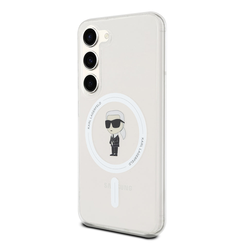 Ovitek MagSafe za Samsung Galaxy S23 S911, Karl Lagerfeld, IML Ikonik Karl, Prozoren