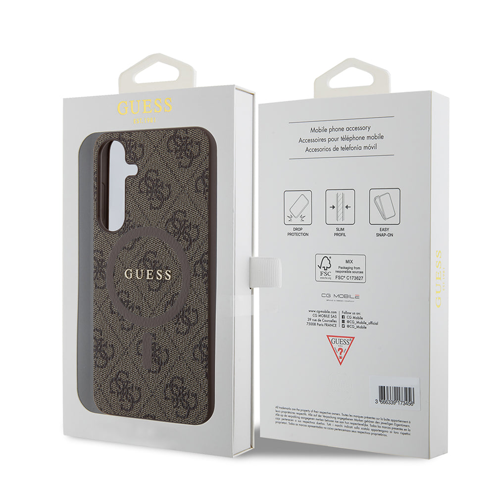 Ovitek MagSafe za Samsung Galaxy S24+ S926, Guess, 4G Collection, Rjava