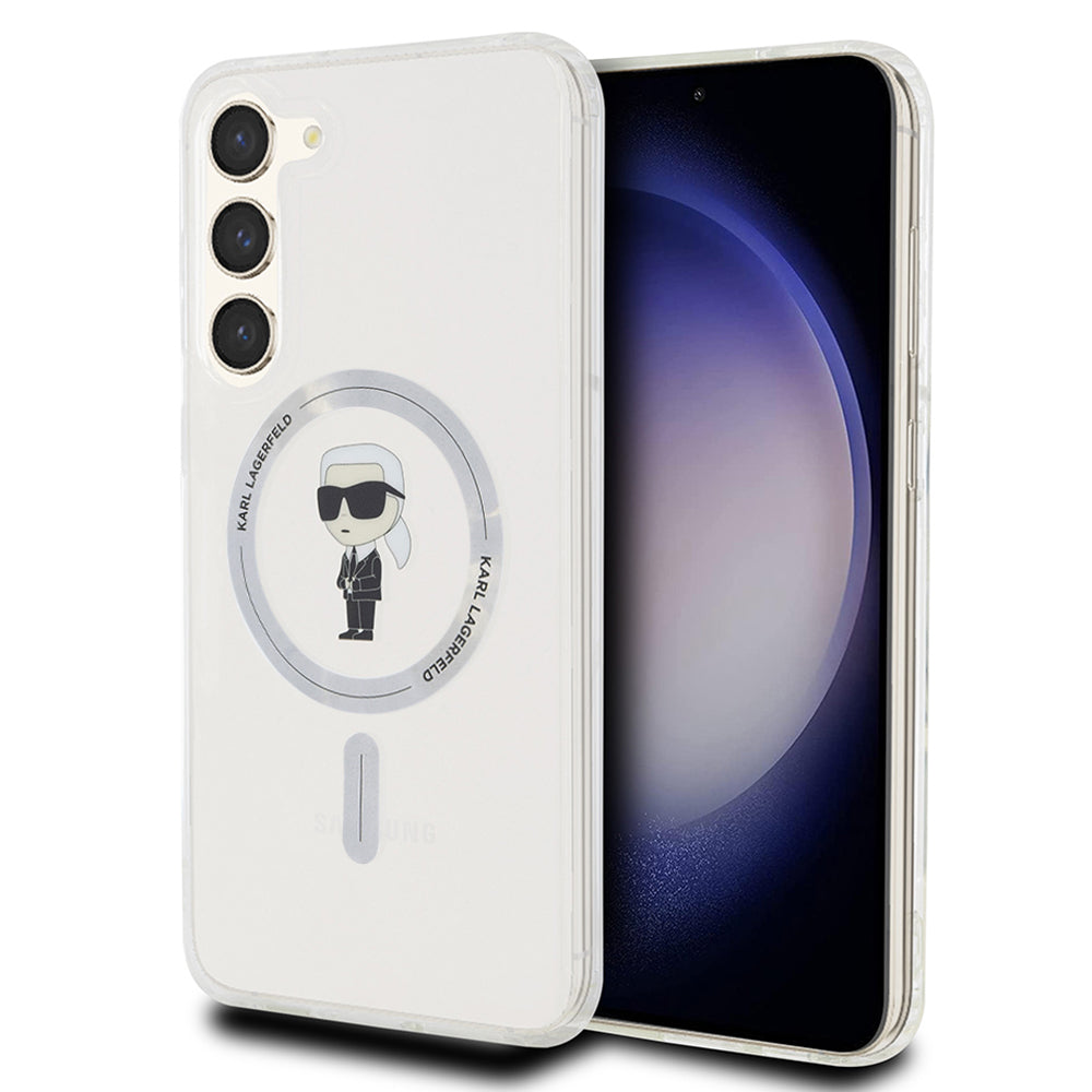 Ovitek MagSafe za Samsung Galaxy S24+ S926, Karl Lagerfeld, IML Ikonik Karl, Prozoren