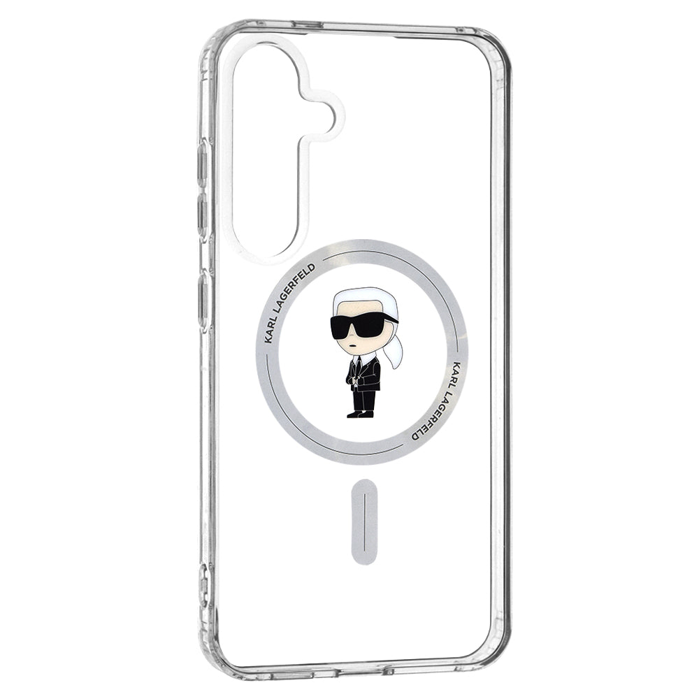 Ovitek MagSafe za Samsung Galaxy S24+ S926, Karl Lagerfeld, IML Ikonik Karl, Prozoren