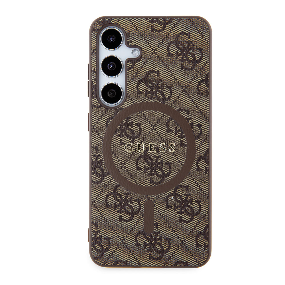 Ovitek MagSafe za Samsung Galaxy S24 S921, Guess, 4G Collection, Rjava