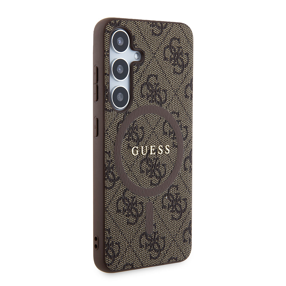 Ovitek MagSafe za Samsung Galaxy S24 S921, Guess, 4G Collection, Rjava