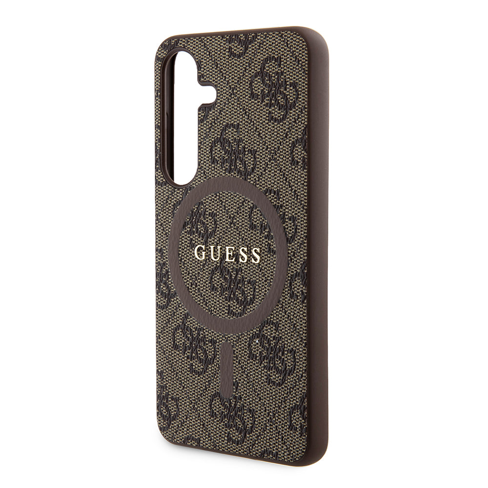 Ovitek MagSafe za Samsung Galaxy S24 S921, Guess, 4G Collection, Rjava