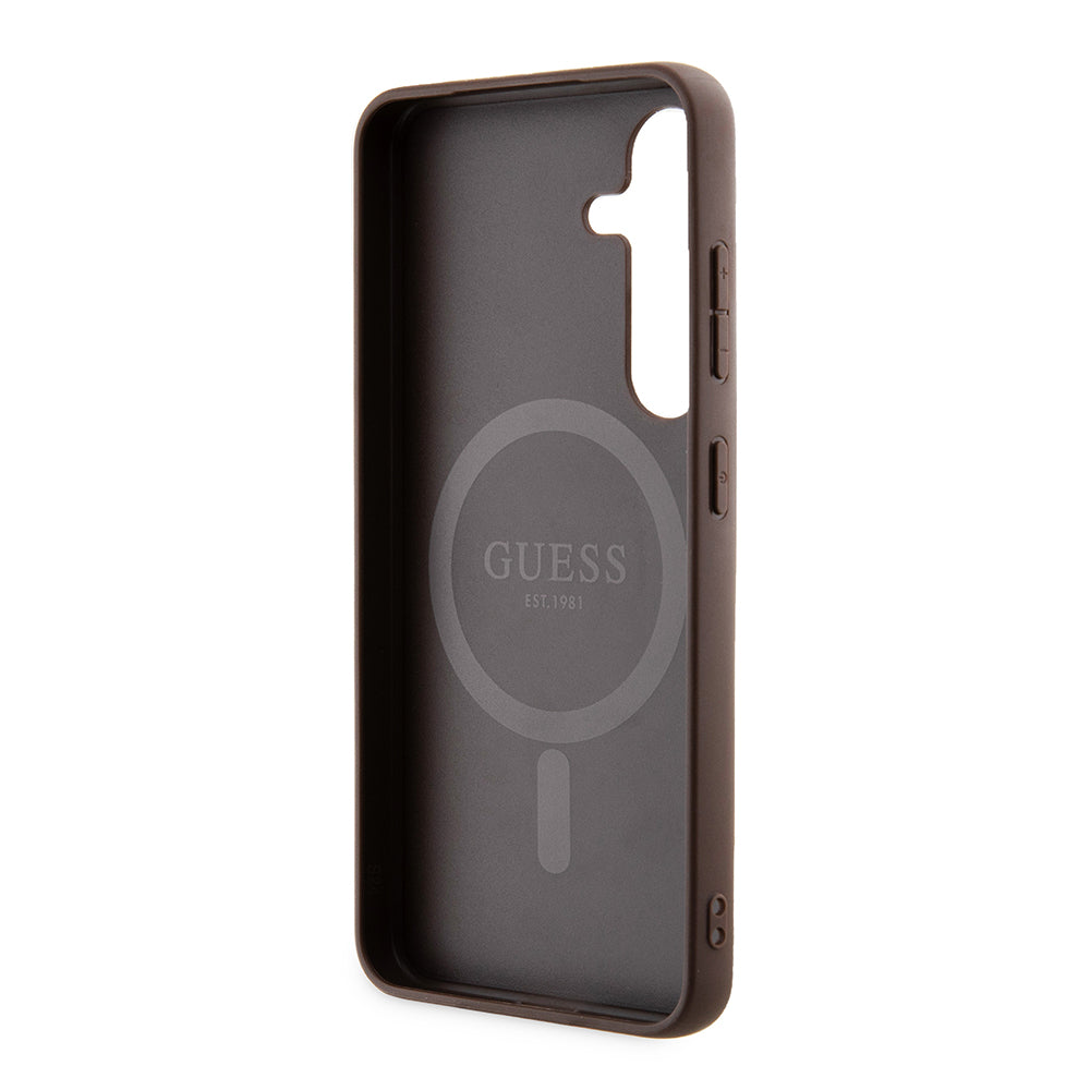 Ovitek MagSafe za Samsung Galaxy S24 S921, Guess, 4G Collection, Rjava
