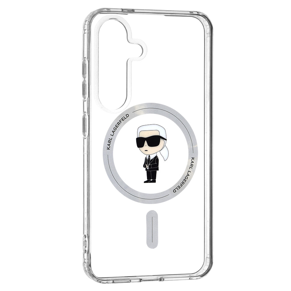 Ovitek MagSafe za Samsung Galaxy S24 S921, Karl Lagerfeld, IML Ikonik Karl, Prozoren