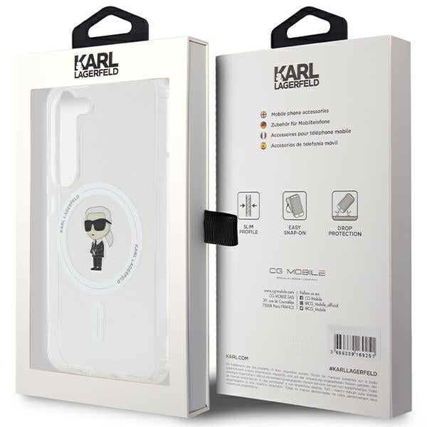 Ovitek MagSafe za Samsung Galaxy S24 S921, Karl Lagerfeld, IML Ikonik Karl, Prozoren
