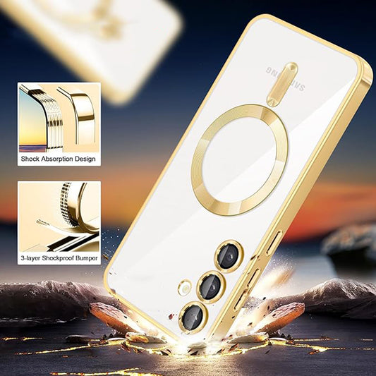 MagSafe ovitek za Samsung Galaxy S24 S921, Techsuit, Luxury Crystal, srebrn