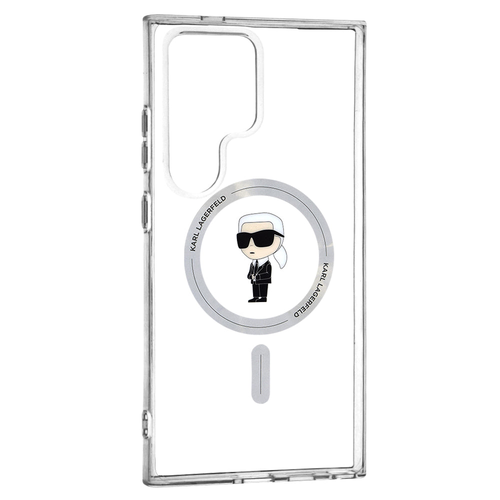 Ovitek MagSafe za Samsung Galaxy S24 Ultra S928, Karl Lagerfeld, IML Ikonik Karl, Prozoren